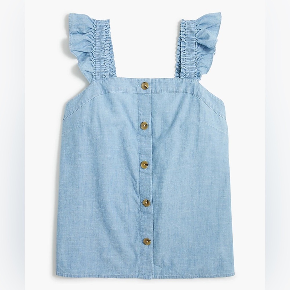 J Crew Chambray button-front tank top with ruffle straps
BNWT Size L